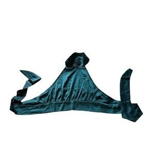 Teal Loness Satin Halter cropped Top